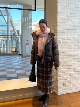 「アイテム（ストール/ショール）」を使った、yurinaさん（レディース・151cm）の冬コーディネート