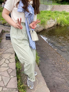 「たすき掛け」｜「アイテム（スリッポン）」を使った、paoさん（レディース・164cm）の秋コーディネート