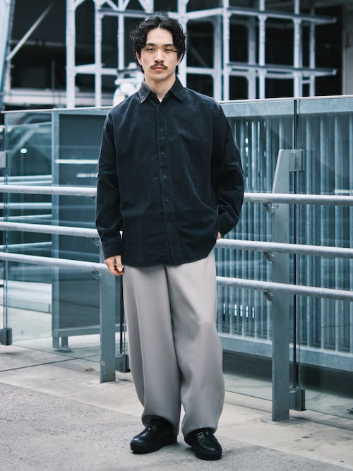 N.HOOLYWOOD エヌハリウッド コーデュロイ シャツ ブラック L位 N.HOOLYWOOD/エヌハリウッド】別注襟切替シャツ CORDUROY（シャツ