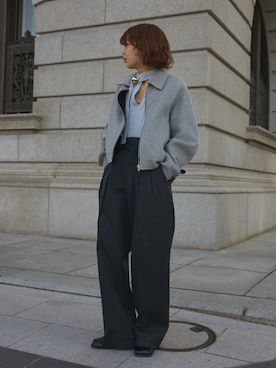 「淡色カジュアル」｜「アイテム（その他アウター）」を使った、THE TOKYO STAFFさん（レディース・158cm）の冬コーディネート