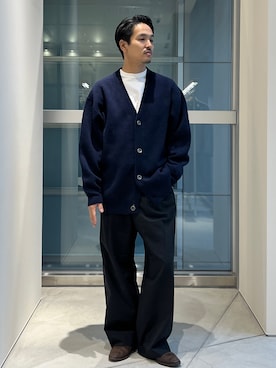 「アイテム（カーディガン/ボレロ）」を使った、THE TOKYO STAFFさん（メンズ・172cm・30代）の秋コーディネート