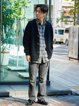 「アイテム（カーディガン/ボレロ）」を使った、THE TOKYO STAFFさん（メンズ・173cm・40代）の秋コーディネート