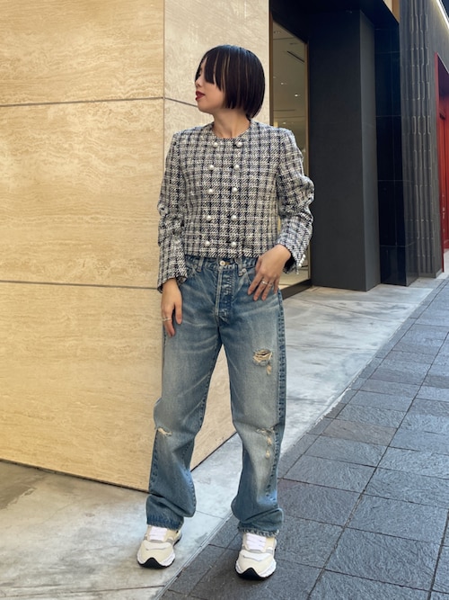 週末限定最終お値下げ　カネコイサオ　レアー豪華ツイードジャケット セール】【S-5L】ネオリッチツイードジャケット（ノーカラージャケット