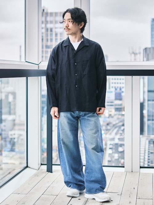 MARKAWARE/マーカウェア】COMFORT FIT OPEN COLLAR SHIRT/ヘンプ細布