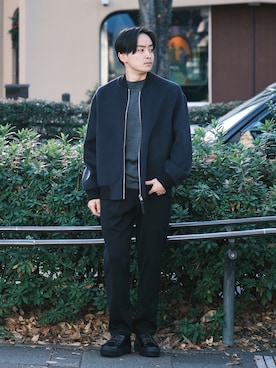 「アイテム（MA-1）」を使った、THE TOKYO STAFFさん（メンズ・165cm）の冬コーディネート