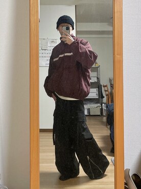 「CASPER JOHN（キャスパージョン）のアイテム（スラックス、ブラック系）」を使った、ばせさん（メンズ・170cm）の冬コーディネート