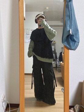 「CASPER JOHN（キャスパージョン）のアイテム（スラックス、ブラック系）」を使った、ばせさん（メンズ・170cm）の冬コーディネート