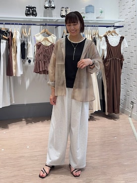 「アイテム（アクセサリー、ブラウン系）」を使った、yurie0407さん（レディース・154cm）の夏コーディネート