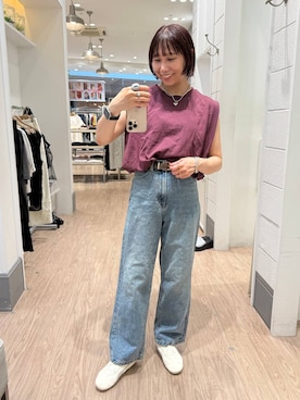 「LOWRYS FARM（ローリーズファーム）のバルーンプルオーバーフレンチスリーブ　574769（Tシャツ/カットソー）」を使った、yurie0407さん（レディース・154cm）の夏コーディネート