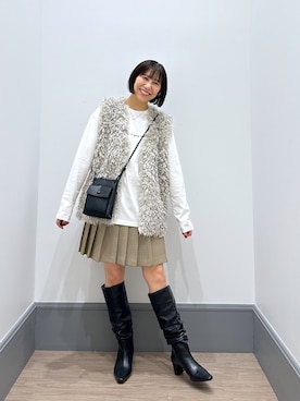 「アイテム（その他アウター、ホワイト系）」を使った、yurie0407さん（レディース・154cm）の秋コーディネート