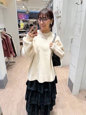 「LOWRYS FARM（ローリーズファーム）のＢＩＧカラーニットＬＳ　600397（ニット/セーター）」を使った、yurie0407さん（レディース・154cm）の秋コーディネート