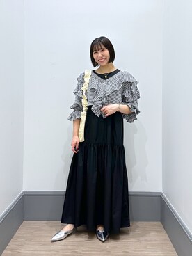 「LOWRYS FARM（ローリーズファーム）のステンレスプレートネックレス　973053（ネックレス）」を使った、yurie0407さん（レディース・154cm）の夏コーディネート