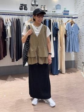 「アイテム（ベスト）」を使った、yurie0407さん（レディース・154cm）の夏コーディネート