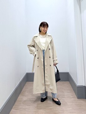 「LOWRYS FARM」｜「アイテム（トレンチコート）」を使った、yurie0407さん（レディース・154cm）の春コーディネート