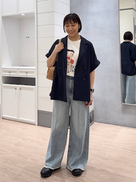 「LOWRYS FARM（ローリーズファーム）のアイテム（ジャケット/アウター）」を使った、yurie0407さん（レディース・154cm）の春コーディネート