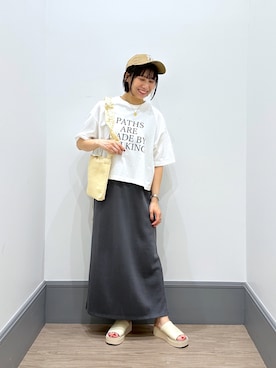 「LOWRYS FARM（ローリーズファーム）のステンレスプレートネックレス　973053（ネックレス）」を使った、yurie0407さん（レディース・154cm）の夏コーディネート