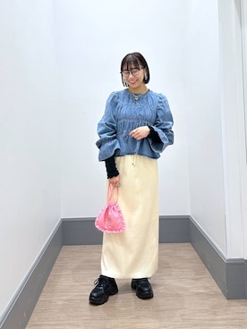 「LOWRYS FARM（ローリーズファーム）のアイテム（ポーチ）」を使った、yurie0407さん（レディース・154cm）の冬コーディネート