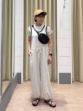「LOWRYS FARM（ローリーズファーム）のフライスチビＴＥＥ 637055（Tシャツ/カットソー、ホワイト系）」を使った、yurie0407さん（レディース・154cm）の夏コーディネート