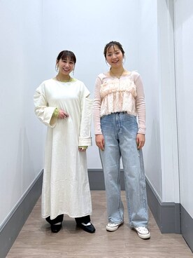 「LOWRYS FARM（ローリーズファーム）のチェーンネックレス　976398（ネックレス）」を使った、yurie0407さん（レディース・154cm）の春コーディネート