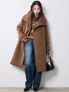 「アイテム（ステンカラーコート）」を使った、nissen Smile Modelsさん（レディース・163cm）の秋コーディネート