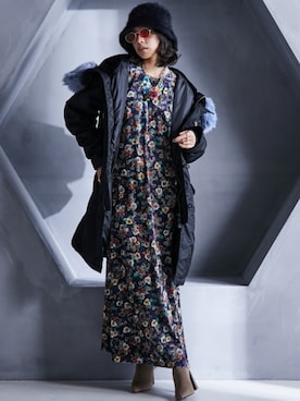 「大きいサイズレディースファッション」｜「アイテム（ブルゾン）」を使った、nissen Smile Modelsさん（レディース・163cm）の秋コーディネート