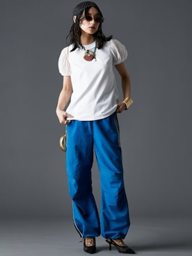 「GEVS.（ジェイヴィス）のアイテム（パンツ）」を使った、nissen Smile Modelsさん（レディース・163cm）の春コーディネート