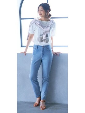 「レギュラー」｜「アイテム（スウェットパンツ）」を使った、nissen Smile Modelsさん（レディース・167cm）の春コーディネート