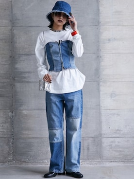 「GEVS.（ジェイヴィス）のアイテム（その他トップス）」を使った、nissen Smile Modelsさん（レディース・163cm）の夏コーディネート
