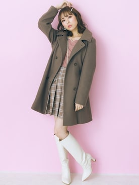 「レギュラー」｜「アイテム（トレンチコート）」を使った、nissen Smile Modelsさん（レディース・162cm）の秋コーディネート