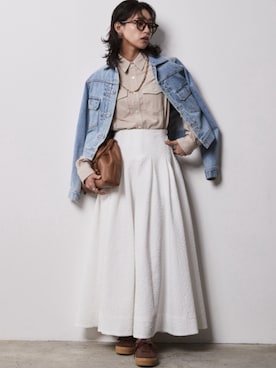 「CHIC STYLE」｜「アイテム（デニムジャケット）」を使った、nissen Smile Modelsさん（レディース・163cm）の冬コーディネート