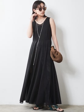 「CHIC STYLE（シックスタイル）の＜大きいサイズ＞エスニックプリントリラックスパンツ シックスタイル（その他パンツ）」を使った、nissen Smile Modelsさん（レディース・163cm）の夏コーディネート