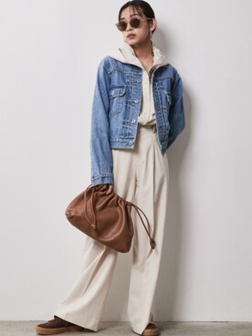 「CHIC STYLE」｜「アイテム（デニムジャケット）」を使った、nissen Smile Modelsさん（レディース・163cm）の冬コーディネート