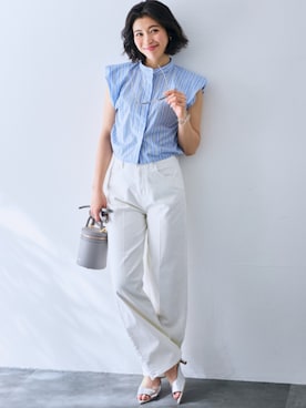 センタープレスセミワイドデニムパンツ＜大きいサイズ有