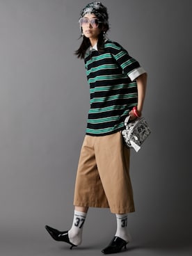 「GEVS.（ジェイヴィス）のアイテム（パンツ）」を使った、nissen Smile Modelsさん（レディース・163cm）の春コーディネート