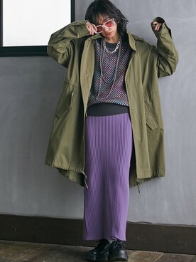 「レギュラー」｜「アイテム（モッズコート）」を使った、nissen Smile Modelsさん（レディース・163cm）の秋コーディネート
