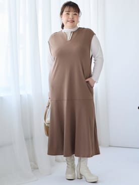 「大きいサイズレディースファッション」｜「アイテム（ブーツ）」を使った、nissen Smile Modelsさん（レディース・158cm）の夏コーディネート