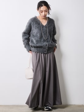 「CHIC STYLE（シックスタイル）のフレアマキシスカート＜大きいサイズ有＞シックスタイル（スカート）」を使った、nissen Smile Modelsさん（レディース・163cm）の秋コーディネート