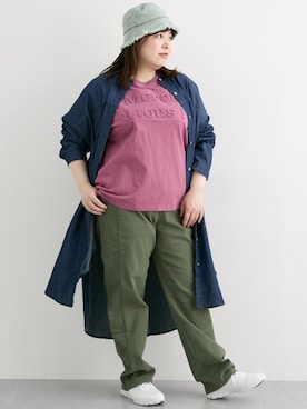 【リネン混•カラーデニム／ベルテッド】45rpm／バンドカラーシャツ•ワンピース 7600023S0134_x1_a000.jpg