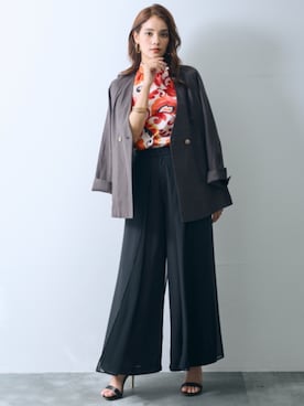 「アラフォーコーデ」｜「アイテム（ノーカラージャケット）」を使った、nissen Smile Modelsさん（レディース・169cm）の夏コーディネート