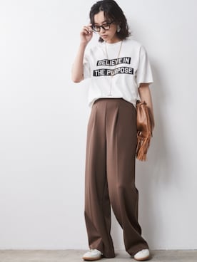 「大きいサイズレディースファッション」｜「アイテム（スラックス）」を使った、nissen Smile Modelsさん（レディース・163cm）の夏コーディネート