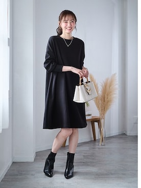 「アイテム（チュニック、ブラック系）」を使った、nissen Smile Modelsさん（レディース・164cm）の秋コーディネート