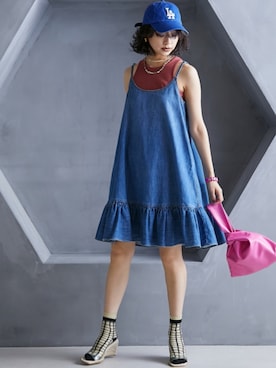 「GEVS.（ジェイヴィス）のアイテム（キャミソール）」を使った、nissen Smile Modelsさん（レディース・163cm）の春コーディネート