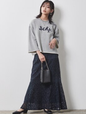 「CHIC STYLE」｜「アイテム（スウェット）」を使った、nissen Smile Modelsさん（レディース・163cm）の冬コーディネート