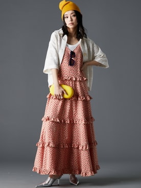 「GEVS.（ジェイヴィス）のアイテム（カーディガン/ボレロ）」を使った、nissen Smile Modelsさん（レディース・163cm）の春コーディネート