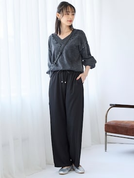 「レギュラー」｜「アイテム（スウェットパンツ）」を使った、nissen Smile Modelsさん（レディース・165cm）の夏コーディネート