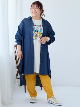 「150cm台コーデ」｜「アイテム（チュニック）」を使った、nissen Smile Modelsさん（レディース・155cm）の夏コーディネート