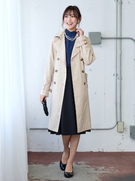「レギュラー」｜「アイテム（トレンチコート）」を使った、nissen Smile Modelsさん（レディース・170cm）の冬コーディネート