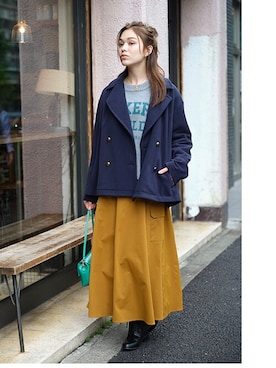 「レギュラー」｜「アイテム（チェスターコート）」を使った、nissen Smile Modelsさん（レディース・167cm）の秋コーディネート
