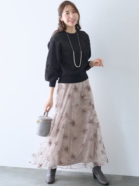 レディース 袖オーガンジー レース ニット 有 Hana服 秋 冬 | M/L | ニッセン nissen 袖オーガンジーレースニット＜大きいサイズ有＞【Hana服