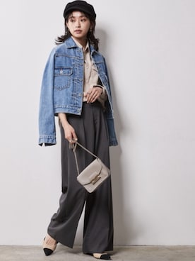 「CHIC STYLE」｜「アイテム（デニムジャケット）」を使った、nissen Smile Modelsさん（レディース・163cm）の冬コーディネート